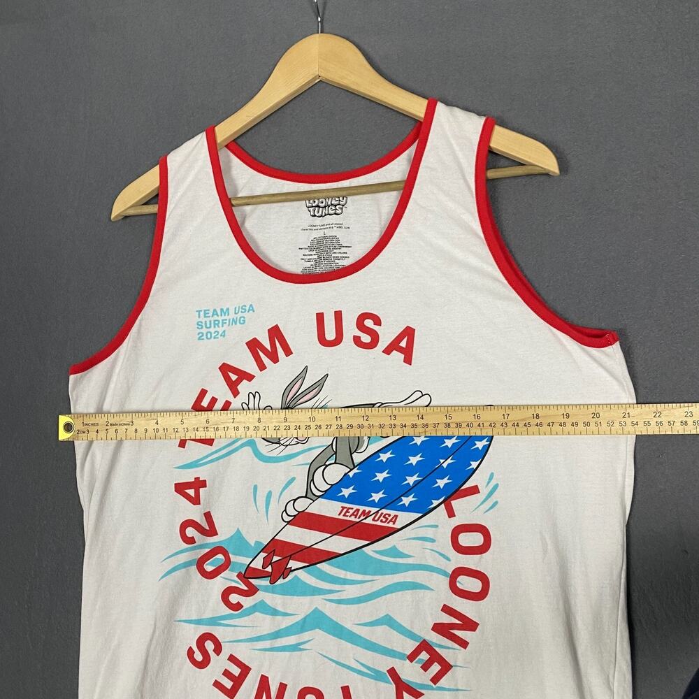 Looney Tunes Patriotic x Olympics Tank Top Men's Large Bugs Bunny USA Surfing - Picture 4 of 10